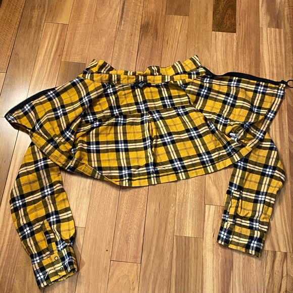 zip up crop flannel jacket - Picture 2 of 6